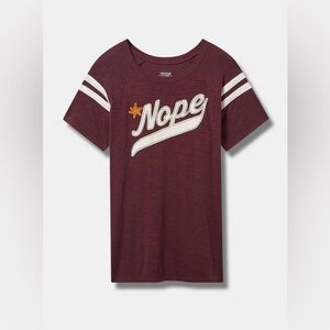 Torrid Nope Fitted Vintage Slub Varsity Boat Neck Tee